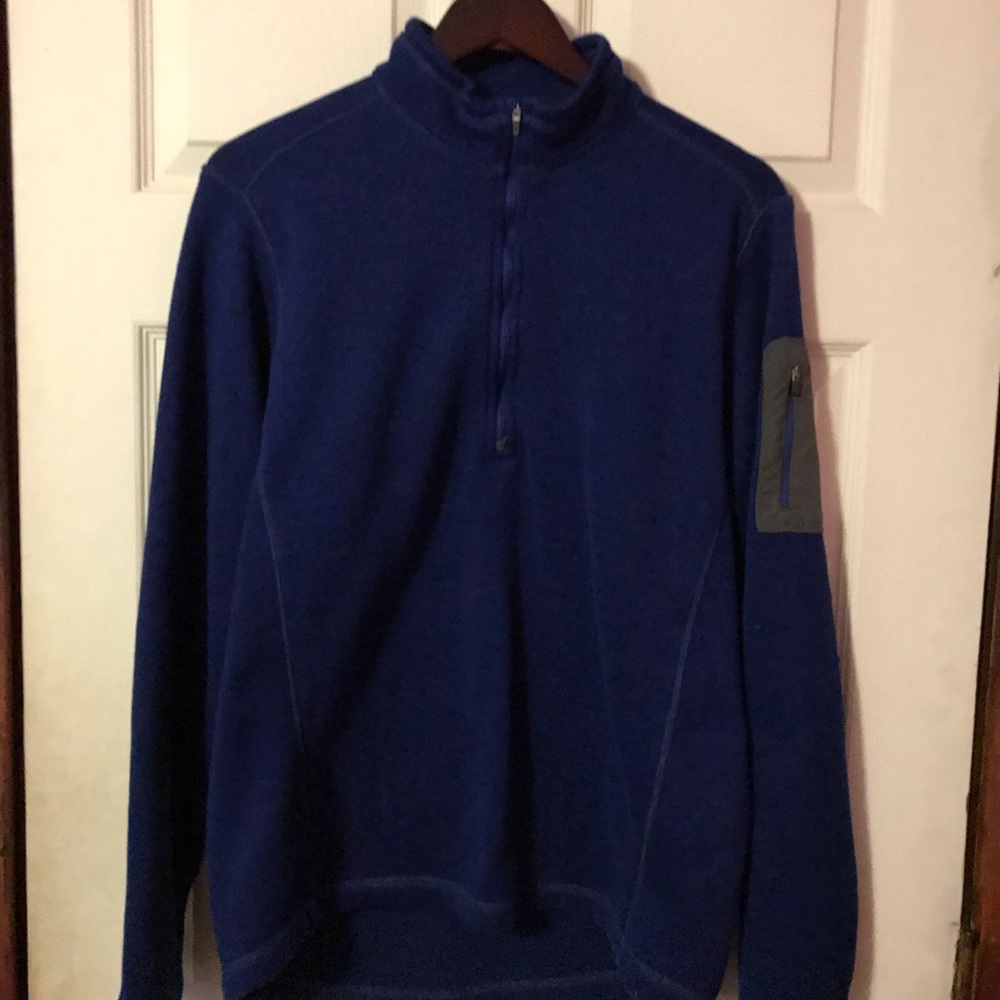 Eddie Bauer Blue 1/4 Zip Fleece Jacket Sweater Mens Large L